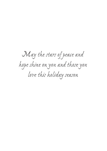 Inside text:ᅠ May the stars of peace and hope shine on you and those you love this holiday season
