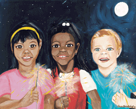Children Light the Way Print by Karen Brinkerhoff