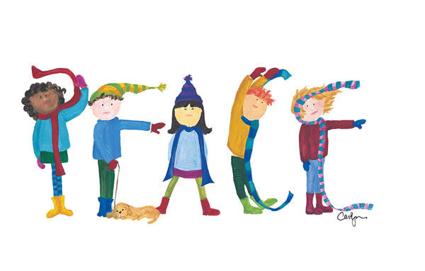Colorfully dressed children spell out PEACE in this original painting sure to bring a smile to everyone who sees it.