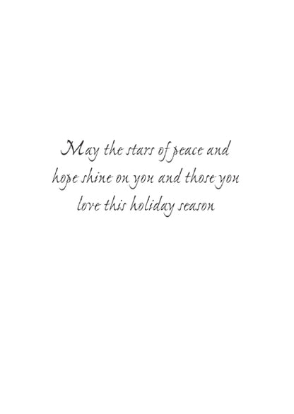 Inside text:ﾠ May the stars of peace and hope shine on you and those you love this holiday season