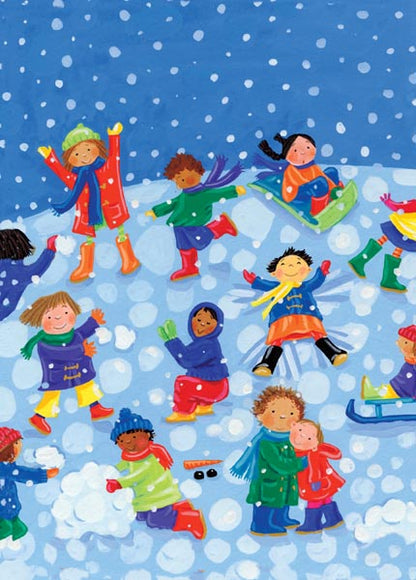 Children playing in the snow is a seasonal image sure to bring a smile to everyone.